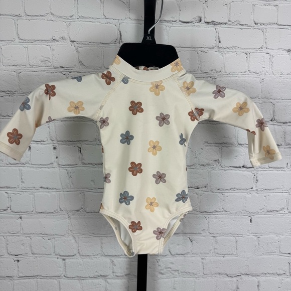 Rylee and Cru Delphine Rashguard One Piece Floral Bathing Suit Size 3-6m - Picture 1 of 6